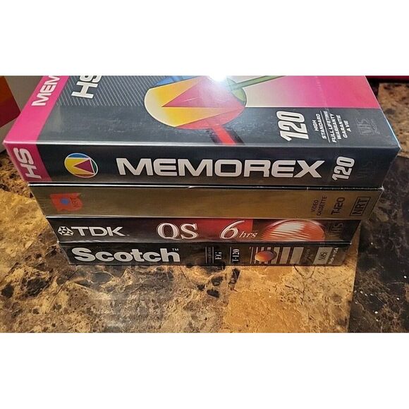 4 Blank VHS Tapes - Scotch, TDK. T-120 Memorex NEW IN PLASTIC - Picture 3 of 7